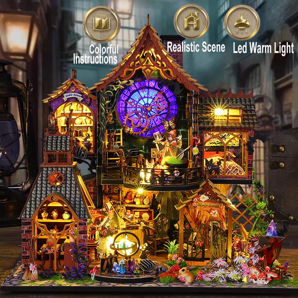 DIY Miniature Doll House Kit with Furniture,3D European Vintage Doll House Wooden Kit, Wooden House Kit Handmade Creativity Birthday Gift (ES015)