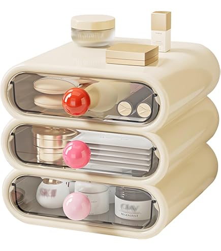 Drawer Style Cosmetic Storage Box – Dustproof Makeup Organizer for Vanity and Dressing Table