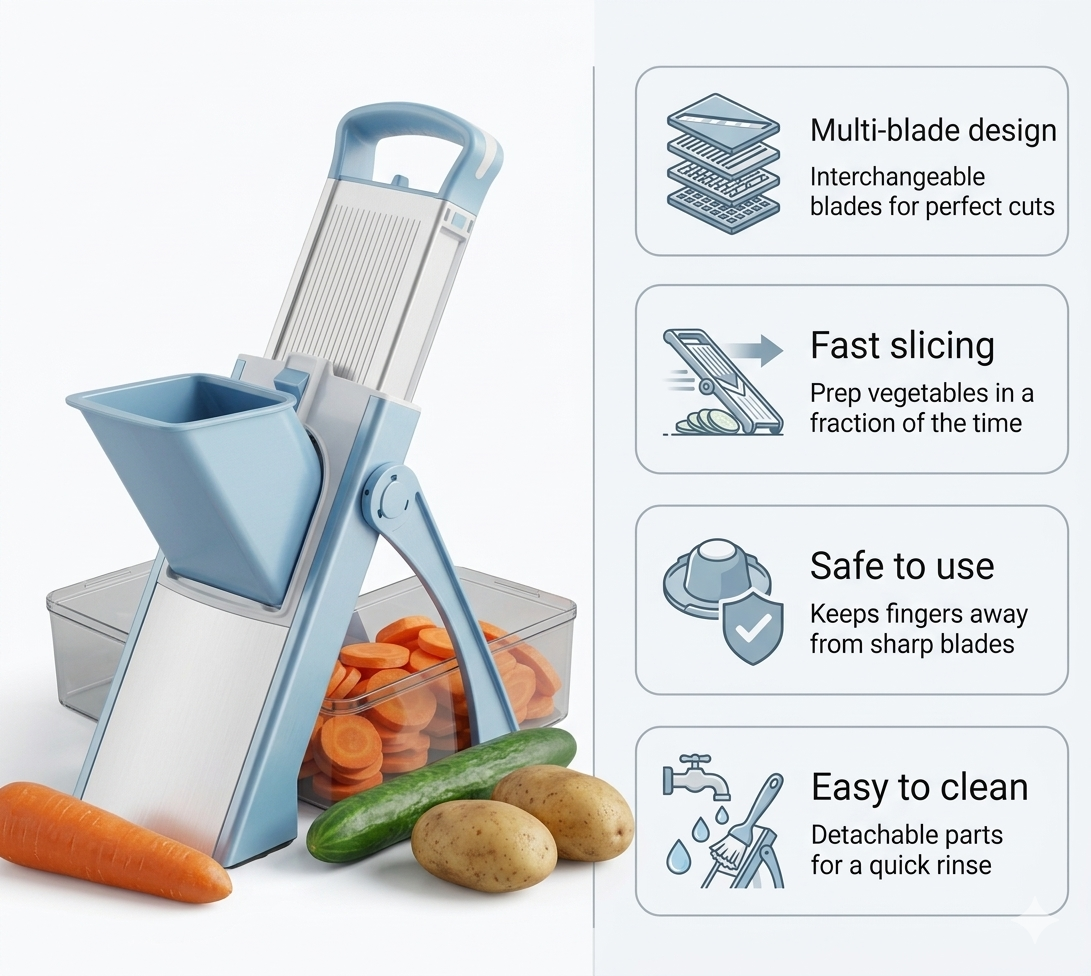 Multi-Function Vegetable Slicer – Fast, Safe & Perfect Cuts Every Time