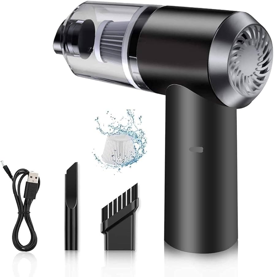 Portable High Power 2 in 1 Car Vacuum Cleaner | USB Rechargeable Wireless Handheld Car Vacuum Cleaner,with Handles, Duty,Wet and Dry Smooth Design | Built in LED Light,KITHCHEN,HOME, USE