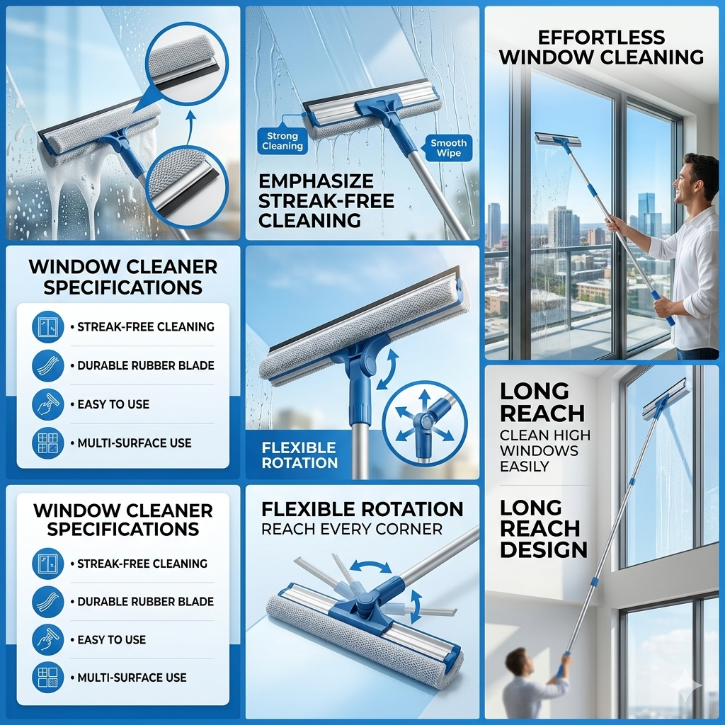 Streak-Free Window Cleaning Wiper – Easy & Crystal Clear Finish