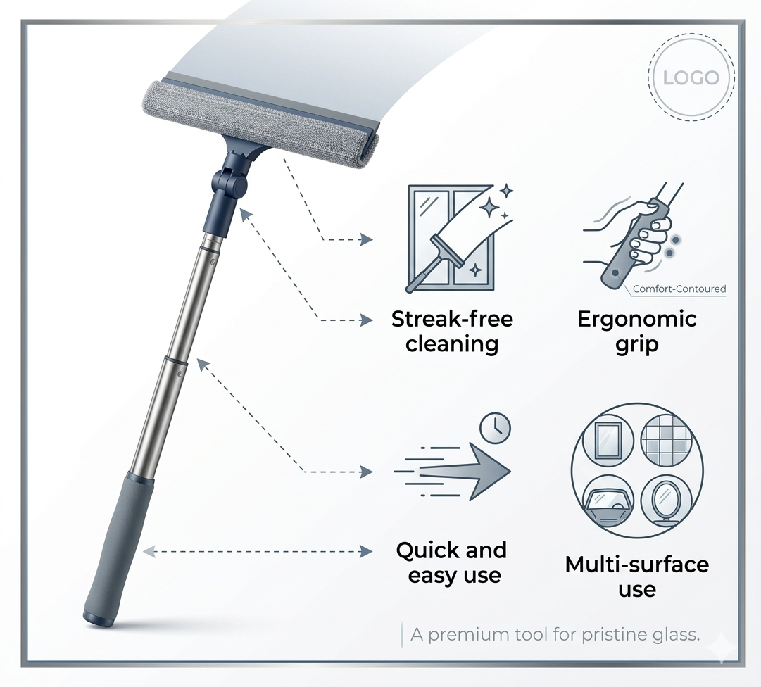 Streak-Free Window Cleaning Wiper – Easy & Crystal Clear Finish