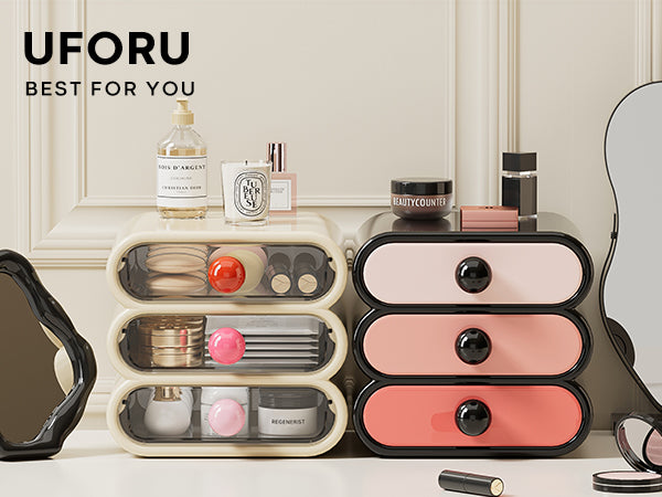 Drawer Style Cosmetic Storage Box – Dustproof Makeup Organizer for Vanity and Dressing Table
