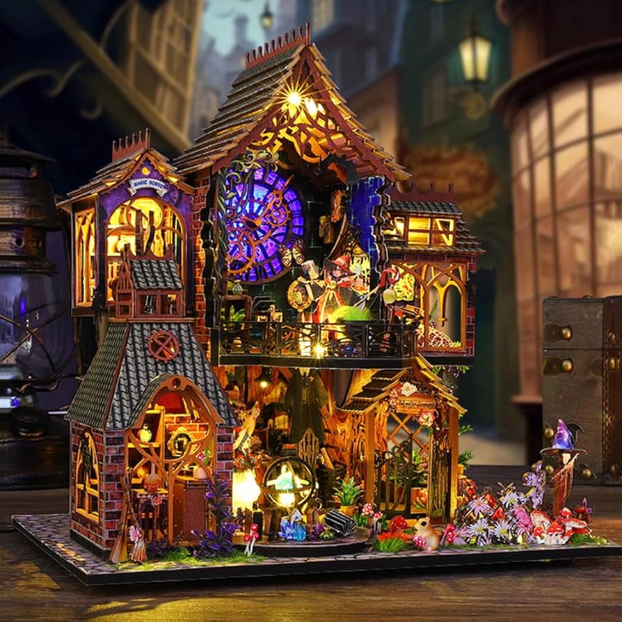 DIY Miniature Doll House Kit with Furniture,3D European Vintage Doll House Wooden Kit, Wooden House Kit Handmade Creativity Birthday Gift (ES015)