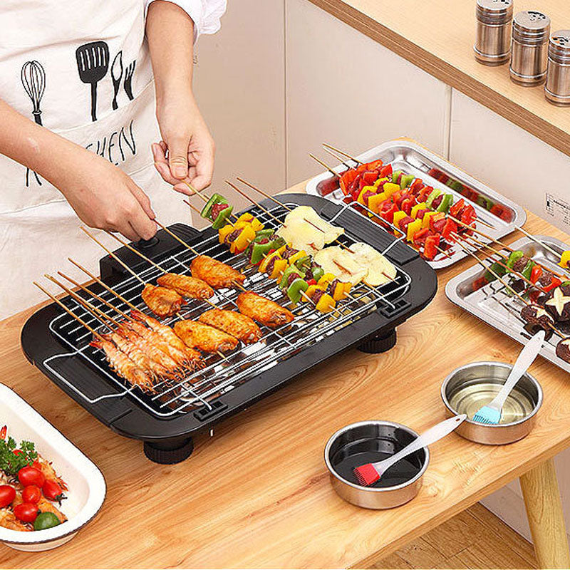 Electric BBQ Grill – Smokeless Indoor Barbecue Grill with Non-Stick Surface | Portable Grill for Home, Kitchen & Outdoor Cooking