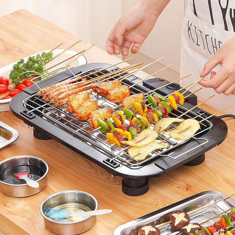 Electric BBQ Grill – Smokeless Indoor Barbecue Grill with Non-Stick Surface | Portable Grill for Home, Kitchen & Outdoor Cooking