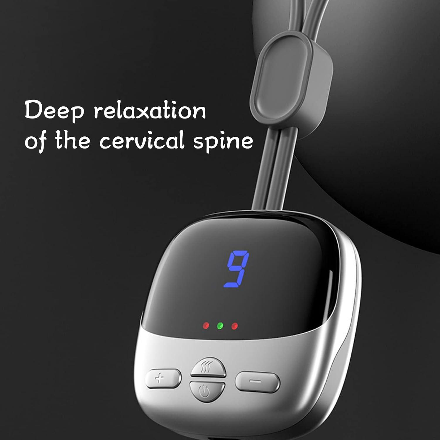 Portable Neck Massager with Heat, Neck Massager, 4 Modes, 9 Intensities, with EMS Double Pulse Technology, 3 Temperature Adjustable, for Shoulders, Neck and Arms