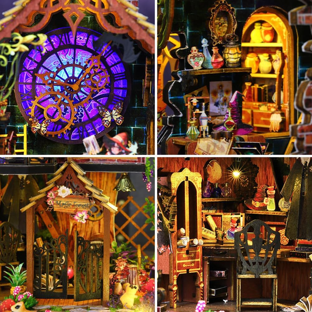 DIY Miniature Doll House Kit with Furniture,3D European Vintage Doll House Wooden Kit, Wooden House Kit Handmade Creativity Birthday Gift (ES015)